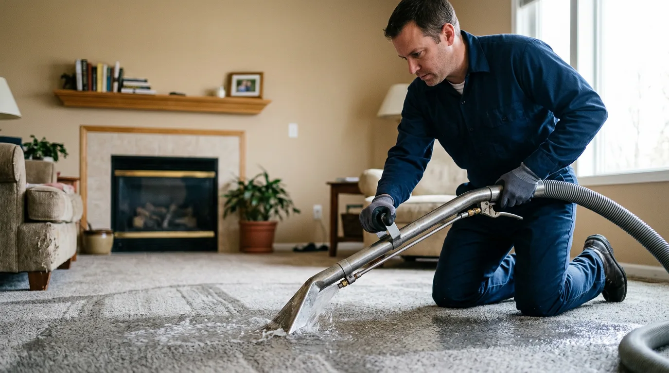Water damage restoration technician working near Mcbrides, MI